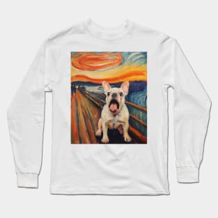 White French Bulldog The Scream Classic Paintings Long Sleeve T-Shirt